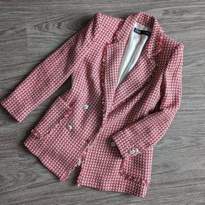 Red Houndstooth Blazer from Zara